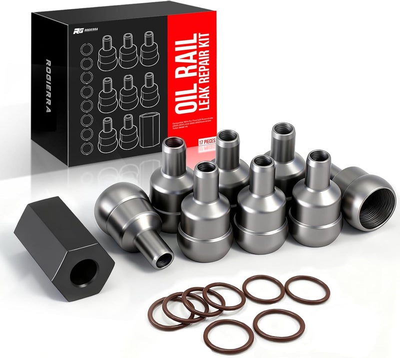 Rogierra High-Pressure Oil Rail Ball Tube Socket Oil Rail Leak Repair Kit for 2003-2010 Ford 6.0L Powerstroke 17PC - Image 1
